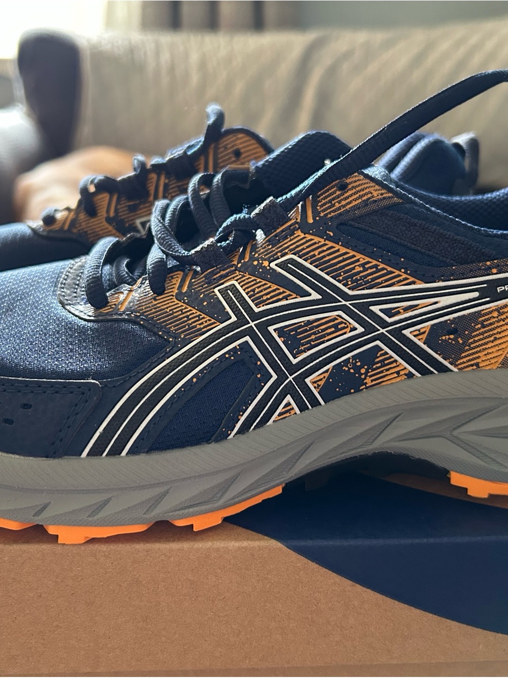 ASICS Kids Navy and Orange Athletic Sneakers